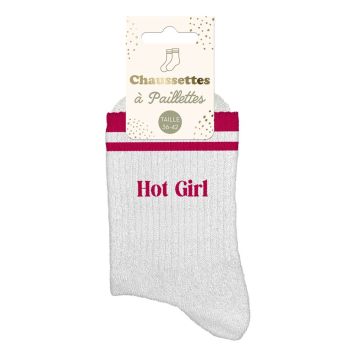Chaussettes à paillettes avec bandes pour femme - Modèle au choix
