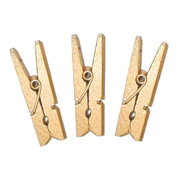12 Petites Pinces en Bois Or