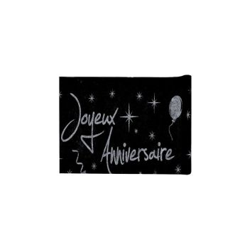 Chemin de table "Joyeux Anniversaire" - Argenté pailleté