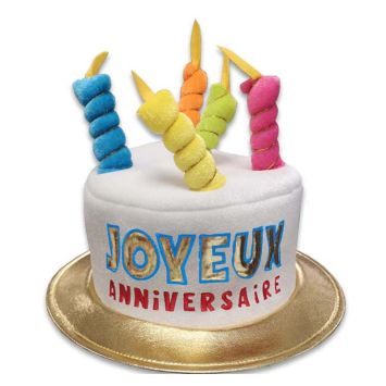 Chapeau gâteau d'anniversaire avec bougies colorées | jourdefete.com