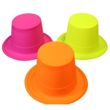 chapeau en plastique haut de forme fluo pour adulte | jourdefete.com