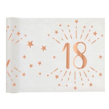 chemin de table joyeux anniversaire étincelant rose gold de 5 mètres âge au choix | jourdefete.com