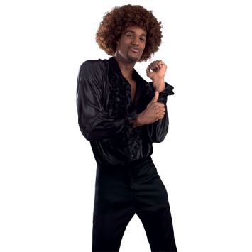 Chemise 70's Noire en Satin