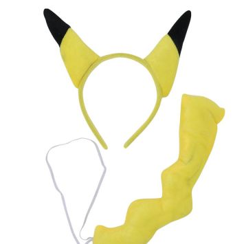 Set enfant oreilles et queue Chinchilla Électrique déguisement jaune et noir | jourdefete.com
