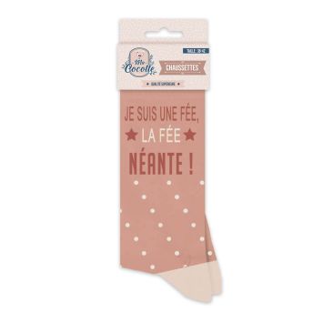 Une paire de chaussette "Fée-Néante" rose poudré | jourdefete.com