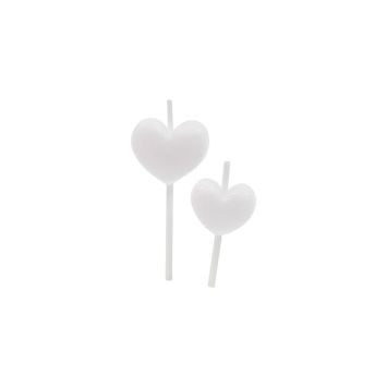 Bougies en forme de cœur sur pics blanches pour décoration festive | jourdefete.com