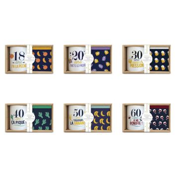 Un coffret composé d'un mug et d'une paire de chaussettes pour votre proche qui fête son anniversaire | jourdefete.com