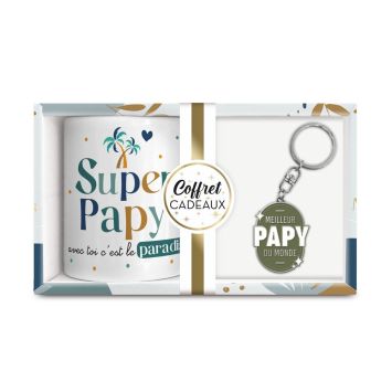 coffret cadeau mug et porte-clés papy