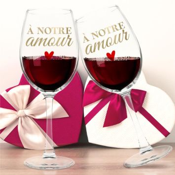 Coffret Duo de verres à vin - Saint-Valentin - Collection Chéri Chérie