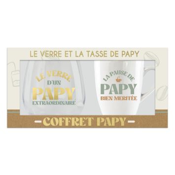 Coffret verre et tasse personnalisés pour papy avec citations amusantes | jourdefete.com