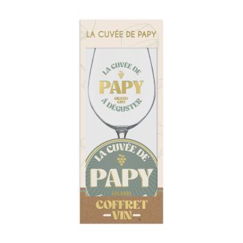 Coffret vin avec verre personnalisé pour papy – La cuvée de Papy | jourdefete.com