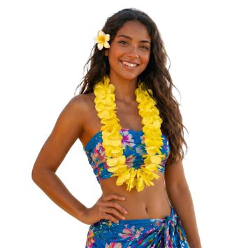 Collier de fleurs fluo Hawaïen - Couleur au choix