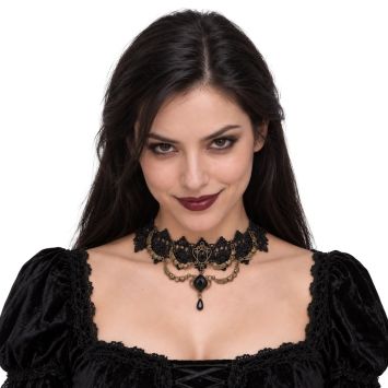 Collier ras de cou d'Halloween avec pierre noire