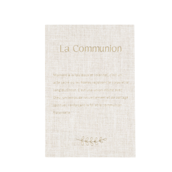 Cartes Communion effet lin et or x10 | jourdefete.com