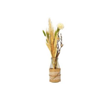 Composition de Fleurs Séchées - Bouteille Champêtre - Couleur au choix