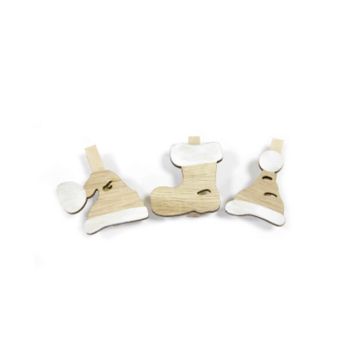 3 Pinces en Bois de Noël