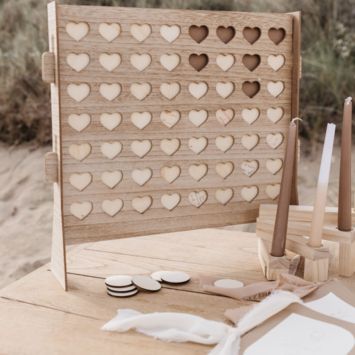 Livre d'or en forme de Puissance 4 + 56 jetons en bois - 46,5 x 46 x 11 cm