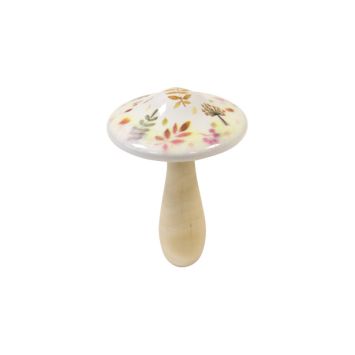 Grand champignon en bois effet porcelaine pour décoration intérieure automnale | jourdefete.com