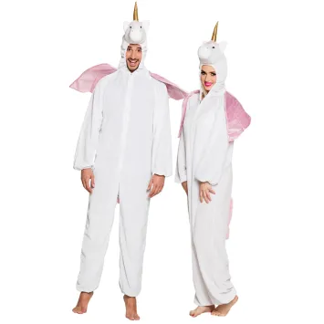 Déguisement licorne adulte avec ailes roses et corne dorée | jourdefete.com