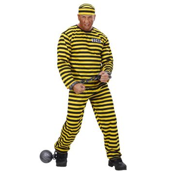 Déguisement prisonnier western jaune et noir adulte avec accessoires | jourdefete.com