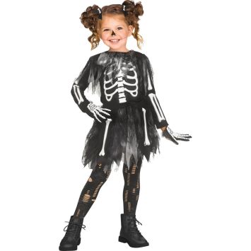 Fille déguisée en squelette avec jupe Halloween | jourdefete.com