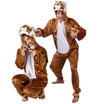 Déguisement tigre en peluche adulte amusant et réaliste pour soirées déguisées et carnaval | jourdefete.com