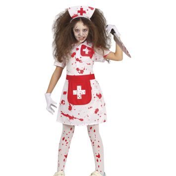 Fille déguisée en infirmière sanglante Halloween | jourdefete.com