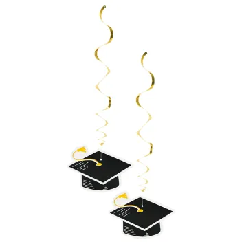 Suspensions diplôme graduation noires et dorées pour fête de remise de diplôme | jourdefete.com