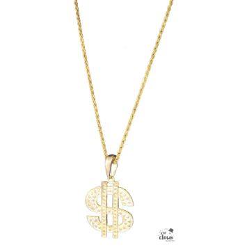 Collier dollar en métal doré pour déguisement | jourdefete.com