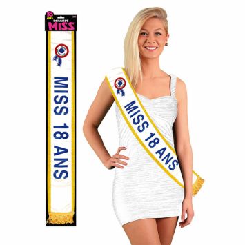 Écharpe "Miss 18 Ans" Bleue | jourdefete.com