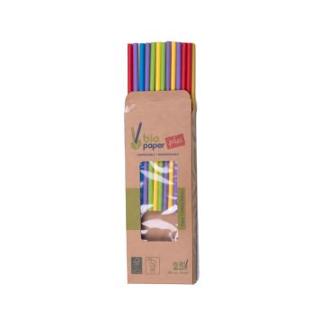 25 pailles cartons écologique multicolore