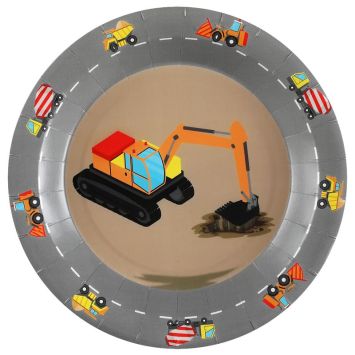 Un splendide lot de 10 assiettes de la collection "En chantier" pour l'anniversaire de votre enfant | jourdefete.com