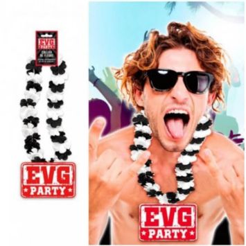 Collier de fleurs - Enterrement de vie de garçon (EVG) noir et blanc