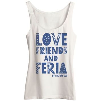 Débardeur femme Love Friends and Feria blanc stylé | jourdefete.com