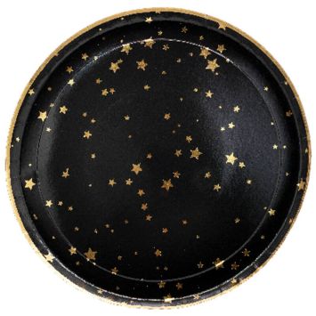 plateau en carton noir avec etoiles dorees | jourdefete.com