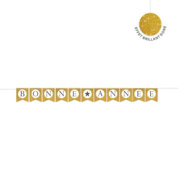 Guirlande de Fanions Dorés Bonne Année - 250 cm