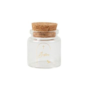 Fiole en verre Baptême avec bouchon liège | jourdefete.com