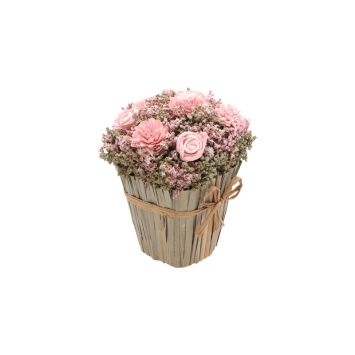 bouquet carré de fleurs roses