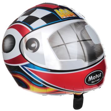 Ballon aluminium en forme de casque de pilote de course | jourdefete.com