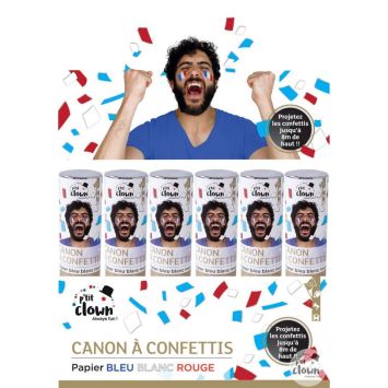 Canon à confettis bleu blanc rouge pour événements | jourdefete.com