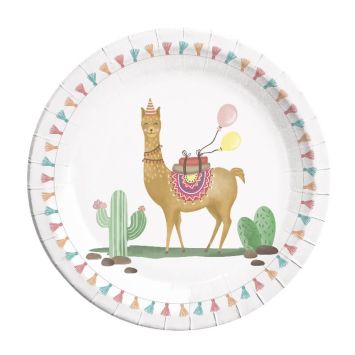 Sachet de 8 assiettes Lama et Cactus