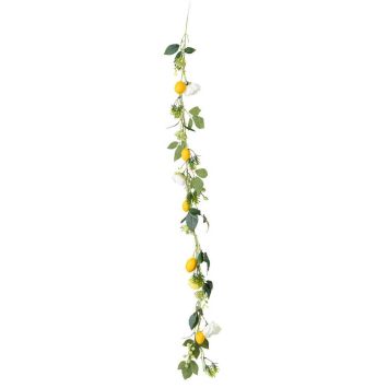 Guirlande citronnée avec fleurs blanches et feuillage vert décor mariage été | jourdefete.com