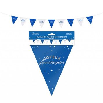 Guirlande fanion bleue Joyeux Anniversaire 6 mètres | jourdefete.com