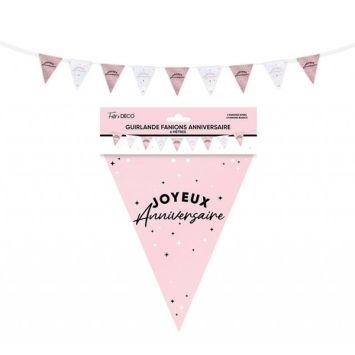 Guirlande de 9 fanions "Joyeux Anniversaire" - 6 m - Couleur au choix