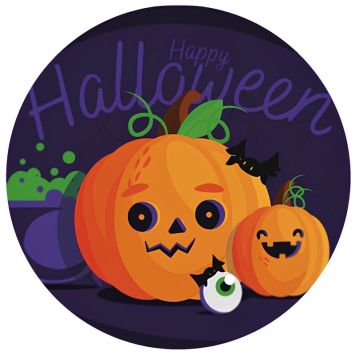 Assiettes en carton Halloween avec citrouilles mignonnes et chauves-souris | jourdefete.com