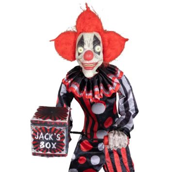 Clown d'Halloween avec boîte à musique animé sur pieds - 175 cm