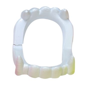 Faux dentier de vampire en plastique blanc avec canines pointues pour déguisement enfant | jourdefete.com