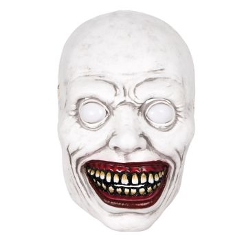 Masque d'Halloween de zombie blanc aveugle avec un grand sourire effrayant et des dents pourries | jourdefete.com