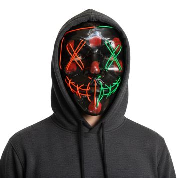 Masque lumineux terreur bicolore rouge et vert Halloween | jourdefete.com