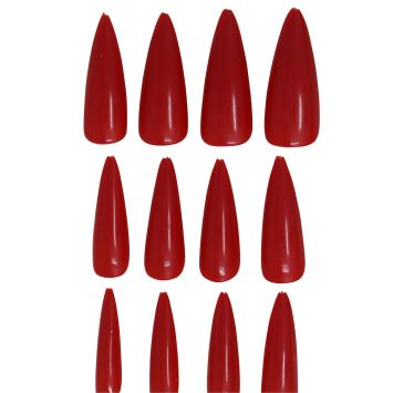 12 ongles rouges de Sorcière d'Halloween avec adhésif